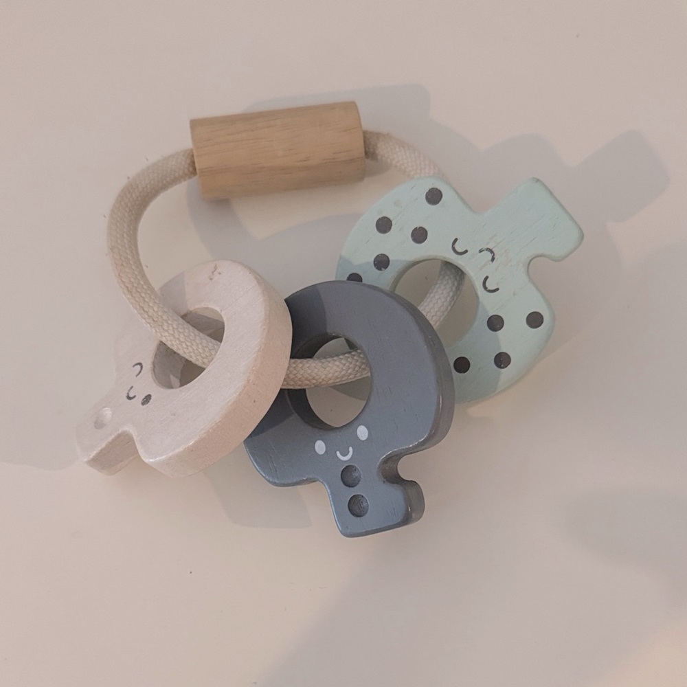 PlanToys x Pottery Barn wooden baby keys toy